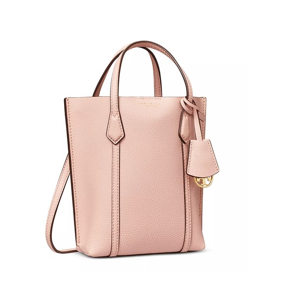 TORY BURCH PERRY Mini N/S Leather Crossbody Tote Shell Pink 142616 NWT $298 - Picture 14 of 16